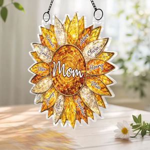 Custom Sunflower Window Hanging Suncatcher Ornament - Personalized Mother's Day Birthday Gifts For Mom, Grandma - The Sunshine Of Our Family