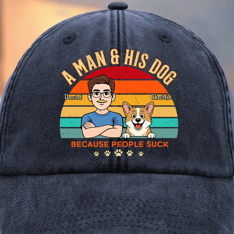 Custom Vintage Washed Denim Baseball Cap - Personalized Father's Day Birthday Gifts For Dog Lovers, Dog Dad And Mom - Pawrent Mode On