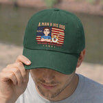 Custom Vintage Washed Denim Baseball Cap - Personalized Father's Day Birthday Gifts For Dog Lovers, Dog Dad And Mom - Loyalty Looks Like This