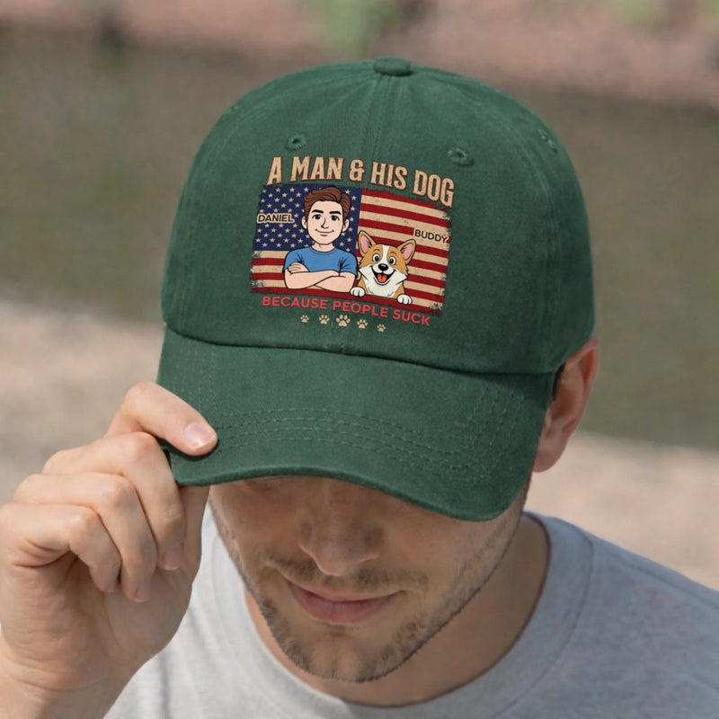 Custom Vintage Washed Denim Baseball Cap - Personalized Father's Day Birthday Gifts For Dog Lovers, Dog Dad And Mom - Loyalty Looks Like This