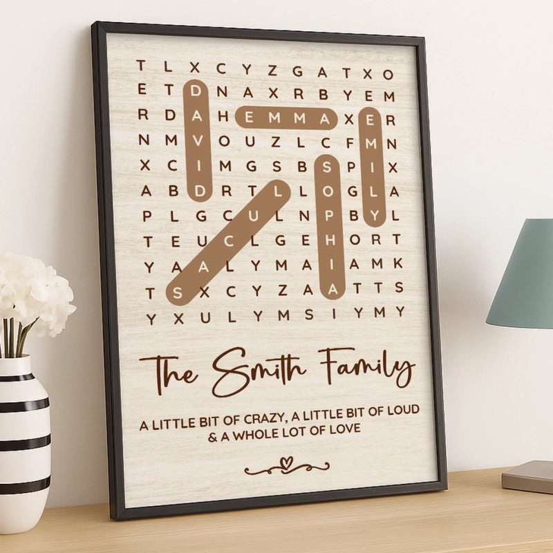 Custom Word Search Puzzle Vertical Poster, Canvas - Personalized Mother's Day Birthday Gifts For Mom, Grandma - Home Is Our Favorite Chaos