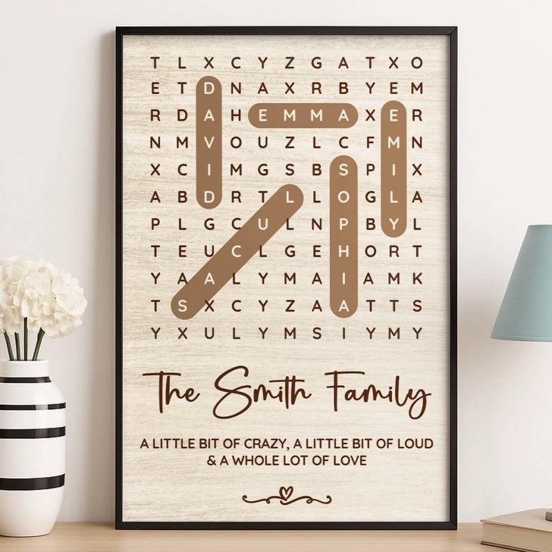 Custom Word Search Puzzle Vertical Poster, Canvas - Personalized Mother's Day Birthday Gifts For Mom, Grandma - Home Is Our Favorite Chaos