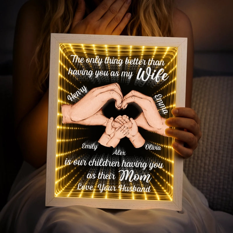 Custom Infinity Mirror Light Box - Personalized Anniversary Wedding Gifts For Husband And Wife, Him And Her - Love That Shines Beyond Time
