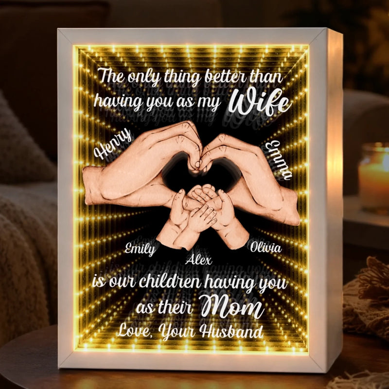Custom Infinity Mirror Light Box - Personalized Anniversary Wedding Gifts For Husband And Wife, Him And Her - Love That Shines Beyond Time