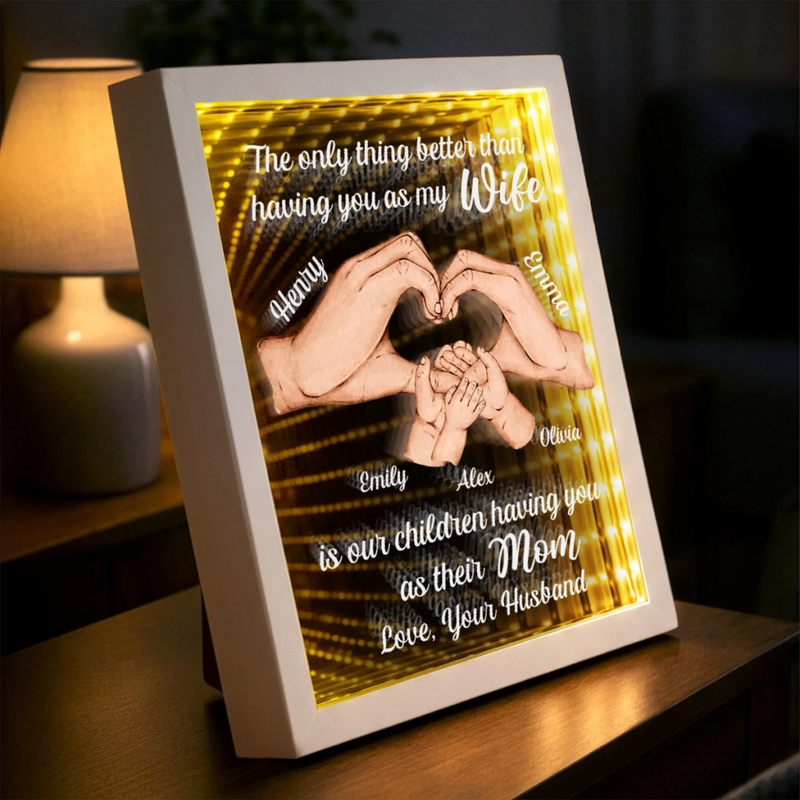 Custom Infinity Mirror Light Box - Personalized Anniversary Wedding Gifts For Husband And Wife, Him And Her - Love That Shines Beyond Time