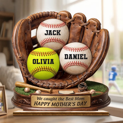 Custom 2-Layered Wooden Plaque - Personalized Mother's Day Birthday Gifts For Mom - Our Best Catch Ever