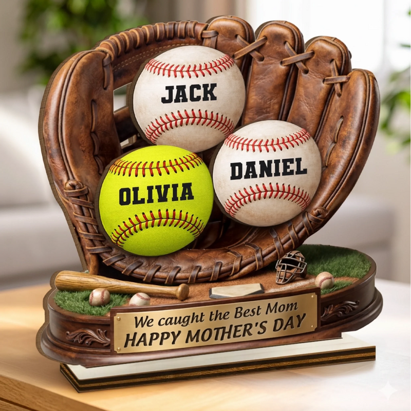 Custom 2-Layered Wooden Plaque - Personalized Mother's Day Birthday Gifts For Mom - Our Best Catch Ever