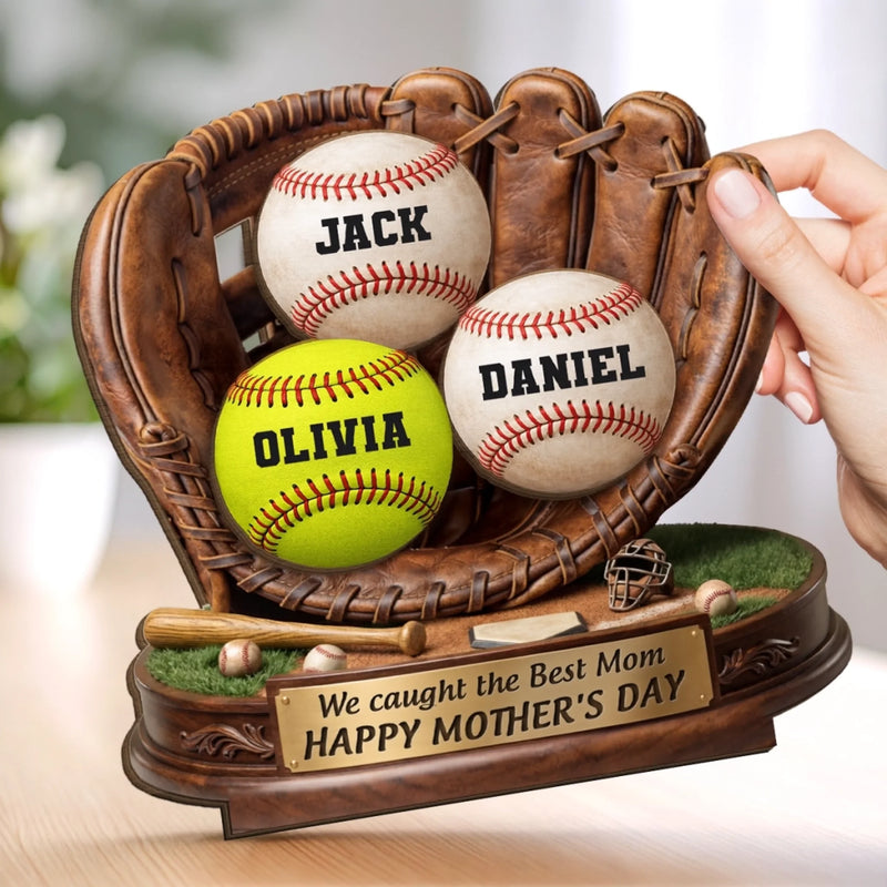 Custom 2-Layered Wooden Plaque - Personalized Mother's Day Birthday Gifts For Mom - Our Best Catch Ever