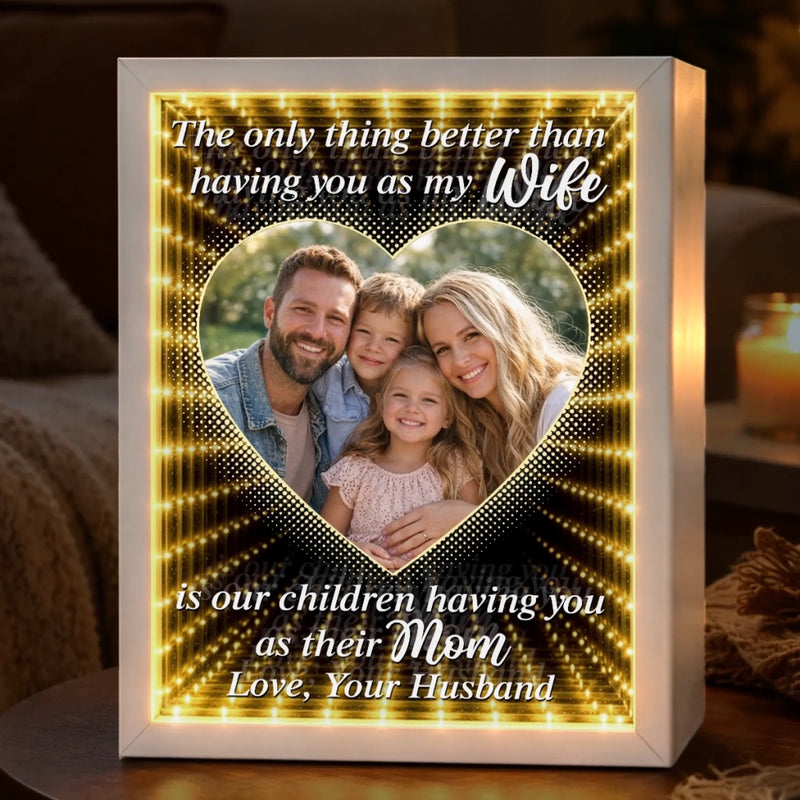 Custom Photo Infinity Mirror Light Box - Personalized Anniversary Wedding Gifts For Husband And Wife, Him And Her - In Your Eyes I See Eternity