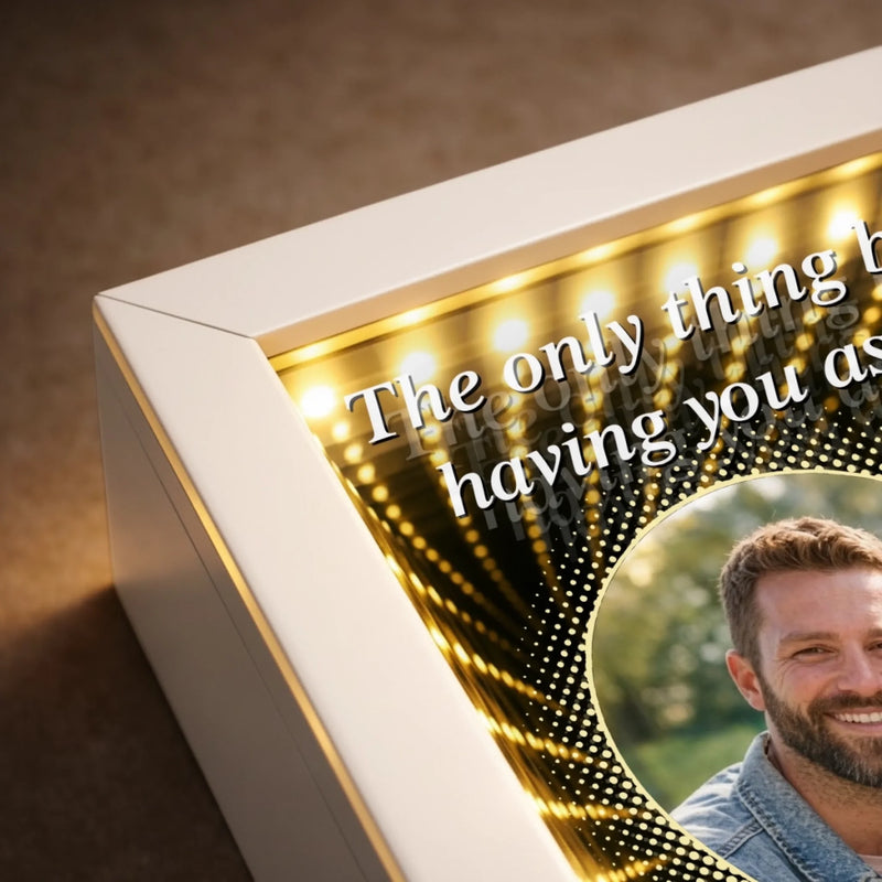 Custom Photo Infinity Mirror Light Box - Personalized Anniversary Wedding Gifts For Husband And Wife, Him And Her - In Your Eyes I See Eternity