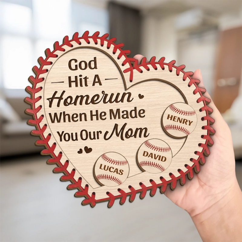 Custom 2-Layered Wooden Plaque - Personalized Mother's Day Birthday Gifts For Mom - Blessed With The Best Mom