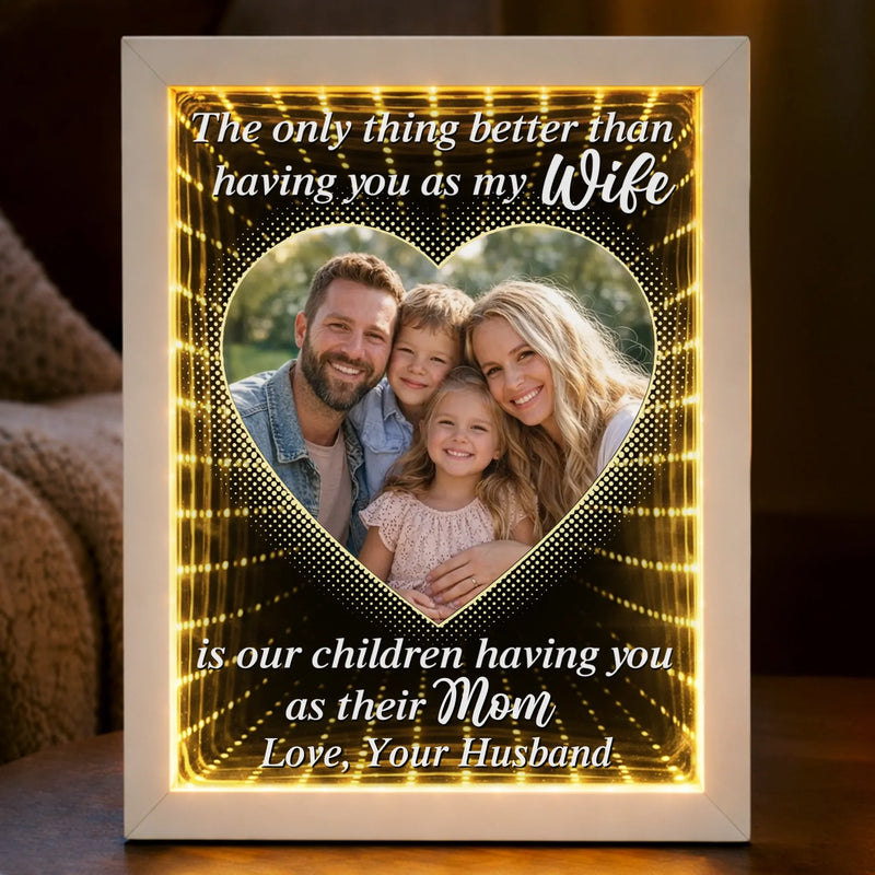 Custom Photo Infinity Mirror Light Box - Personalized Anniversary Wedding Gifts For Husband And Wife, Him And Her - In Your Eyes I See Eternity