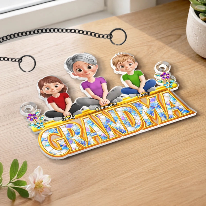 Custom Window Hanging Suncatcher Ornament - Personalized Mother's Day Birthday Gifts For Mom, Grandma - Grandma’s Love Never Fades