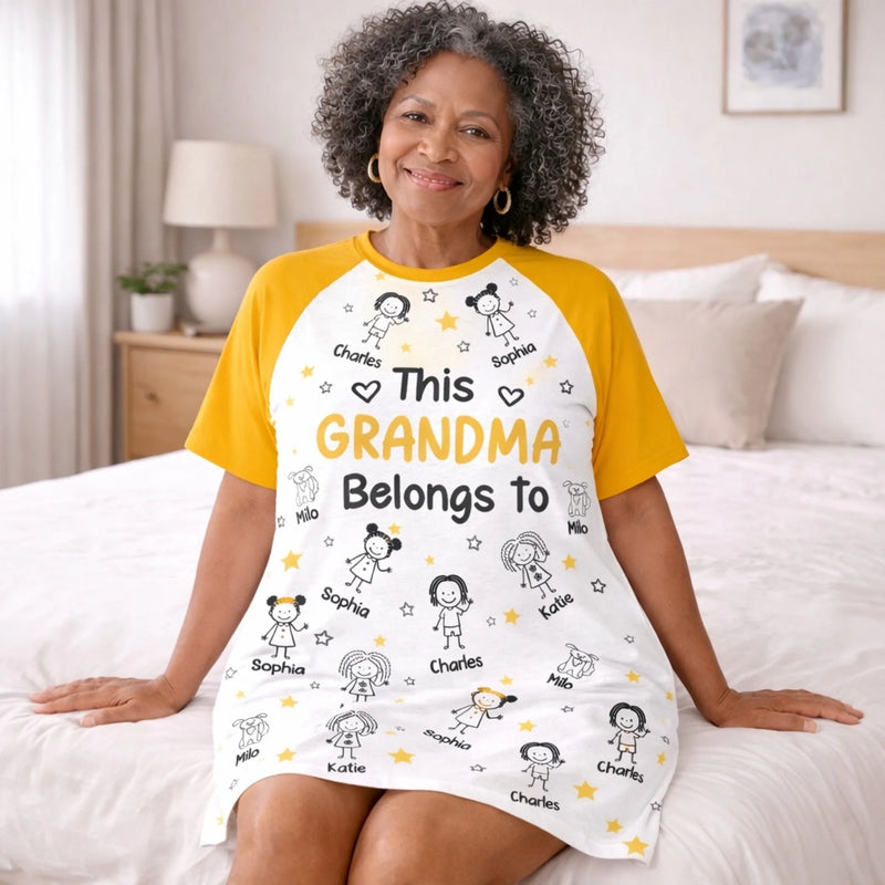 Custom Women's Sleep Tee - Personalized Birthday Gifts For Mom, Grandma - This Grandma Belongs To
