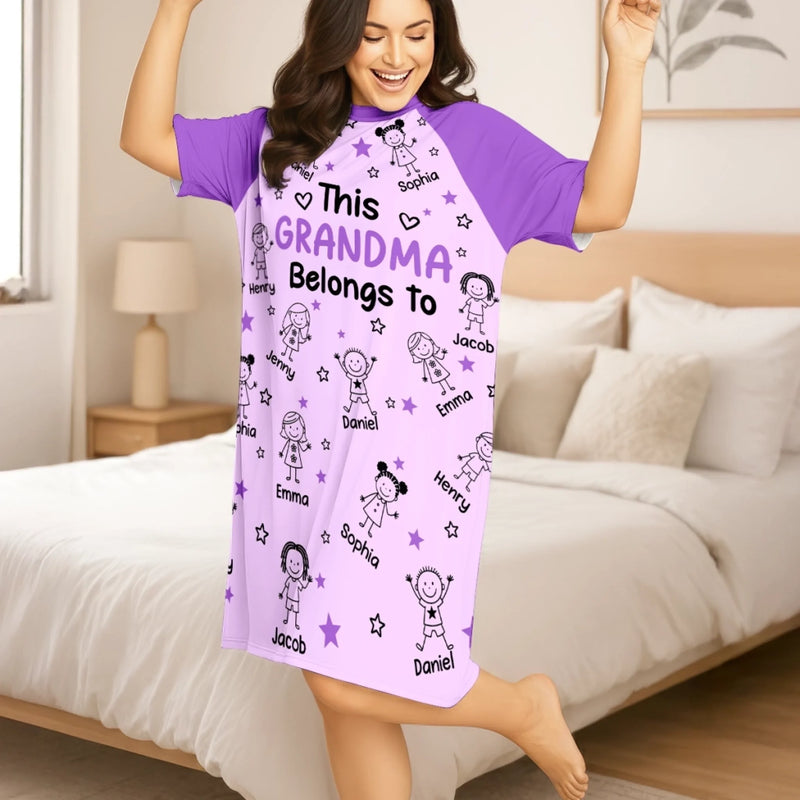 Custom Women's Sleep Tee - Personalized Birthday Gifts For Mom, Grandma - This Grandma Belongs To