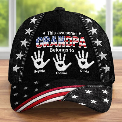 Custom Hat, All Over Print Classic Cap - Personalized Father's Day Birthday Gifts For Dad, Grandpa - Dad Always Our Hero