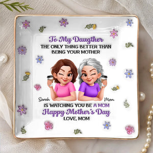 Custom 3D Inflated Effect Printed Full-Print Jewelry Dish - Personalized Mother's Day Birthday Gifts For Daughter - A Bond Forever In Bloom