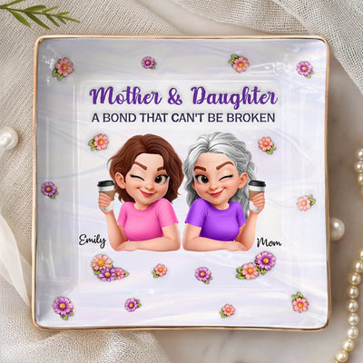 Custom Full-Print Jewelry Dish - Personalized Mother's Day Birthday Gifts For Mom, Daughter - Like Mother, Like Daughter