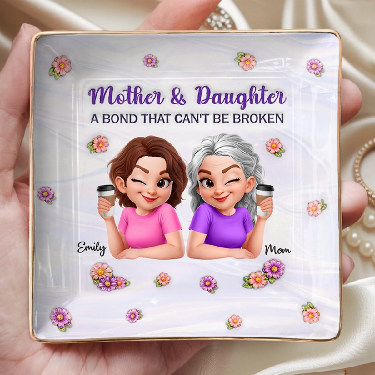 Custom Full-Print Jewelry Dish - Personalized Mother's Day Birthday Gifts For Mom, Daughter - Like Mother, Like Daughter