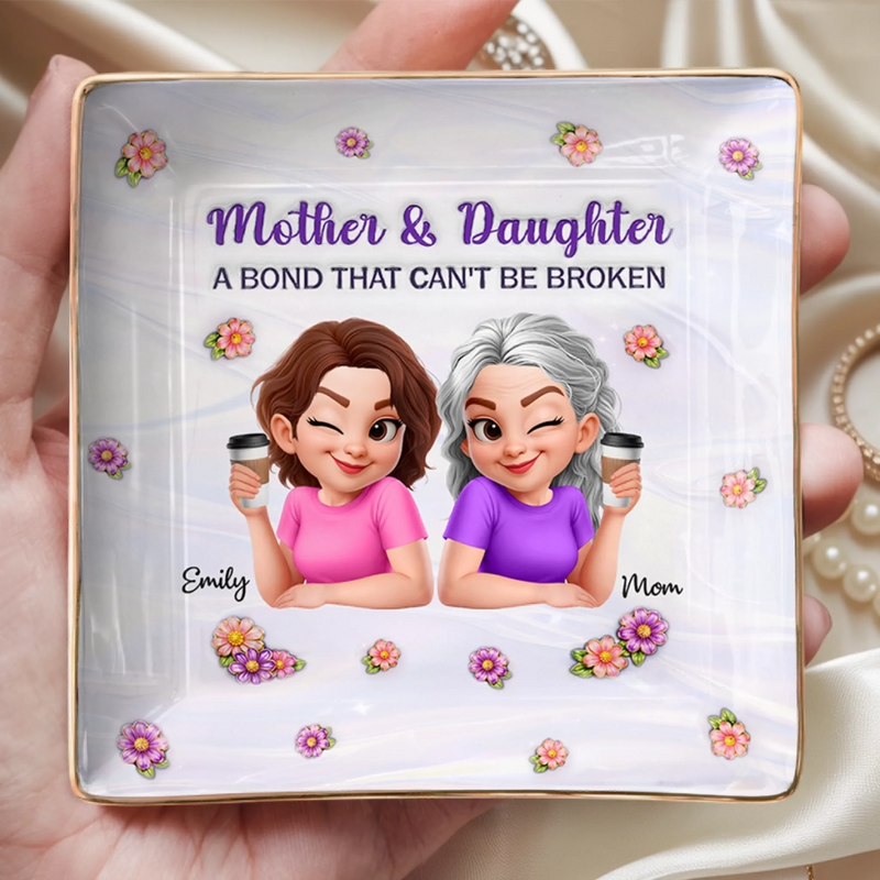 Custom Full-Print Jewelry Dish - Personalized Mother's Day Birthday Gifts For Mom, Daughter - Like Mother, Like Daughter