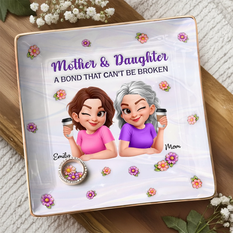 Custom Full-Print Jewelry Dish - Personalized Mother's Day Birthday Gifts For Mom, Daughter - Like Mother, Like Daughter