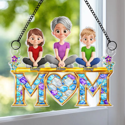 Custom Window Hanging Suncatcher Ornament - Personalized Mother's Day Birthday Gifts For Mom, Grandma - Mom, Our Sweetest Heart