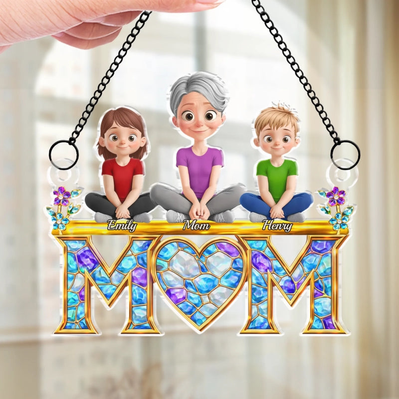 Custom Window Hanging Suncatcher Ornament - Personalized Mother's Day Birthday Gifts For Mom, Grandma - Mom, Our Sweetest Heart