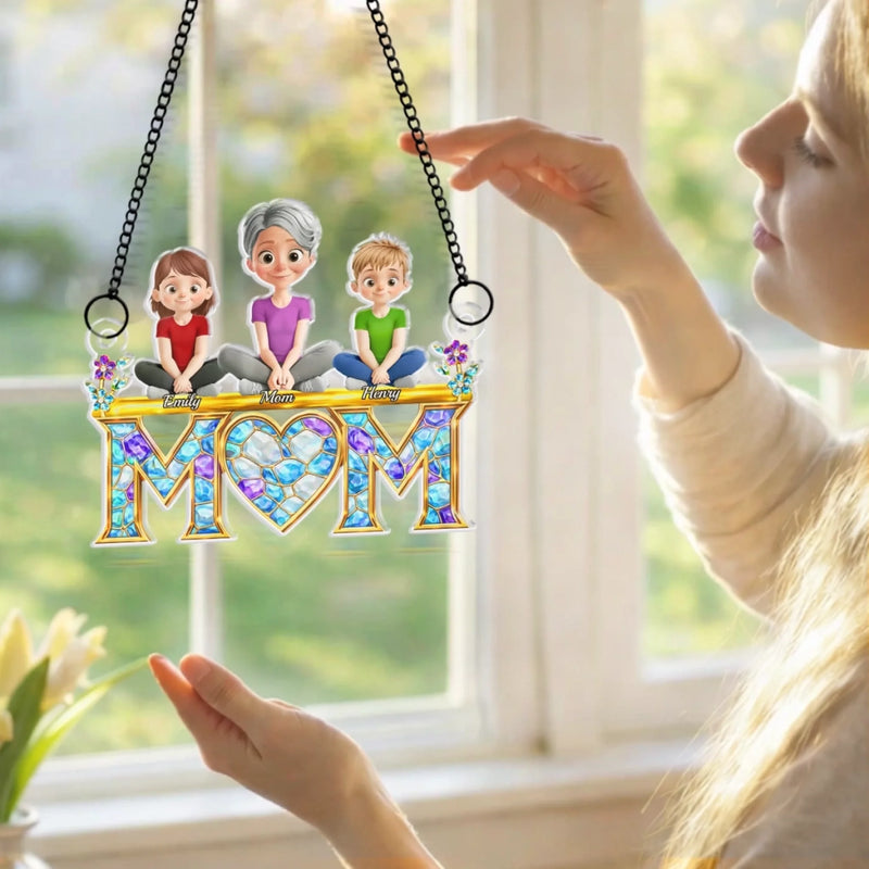 Custom Window Hanging Suncatcher Ornament - Personalized Mother's Day Birthday Gifts For Mom, Grandma - Mom, Our Sweetest Heart