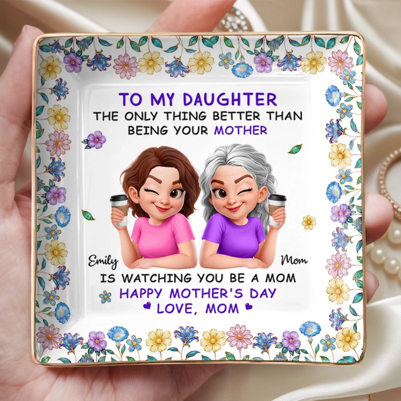 Custom Full-Print Jewelry Dish - Personalized Mother's Day Birthday Gifts For Daughter - From Mom With Love