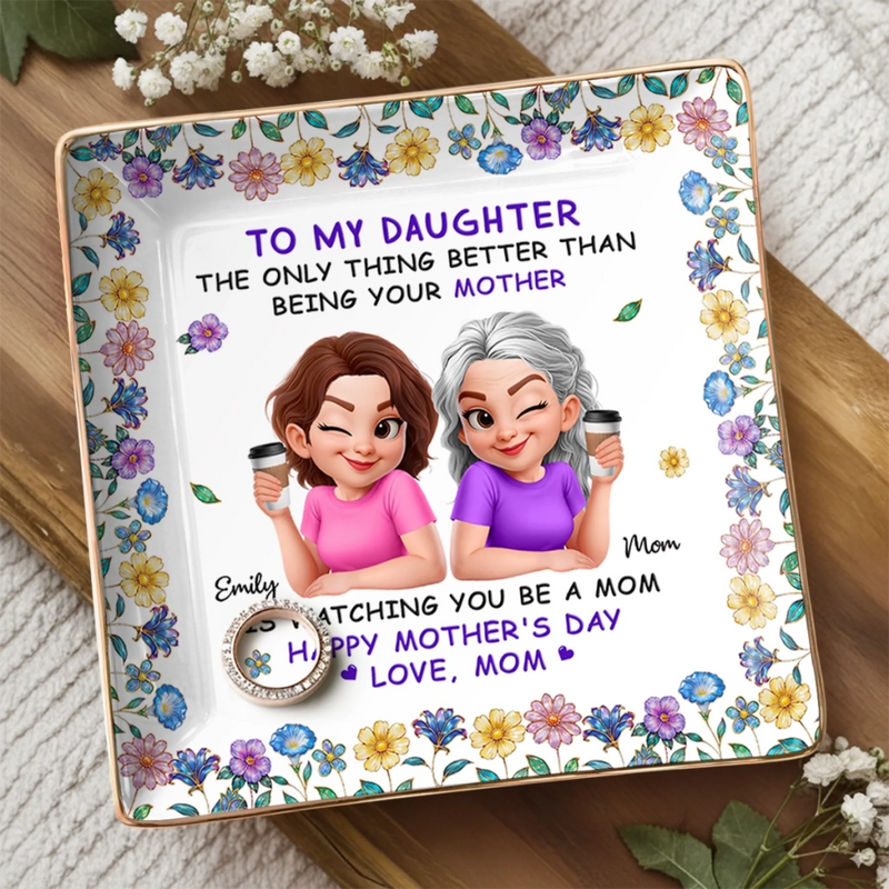 Custom Full-Print Jewelry Dish - Personalized Mother's Day Birthday Gifts For Daughter - From Mom With Love