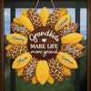 Custom Wood Sign - Personalized Mother's Day Birthday Gifts For Mom, Grandma - Sunflower Kisses And Grandkid Wishes
