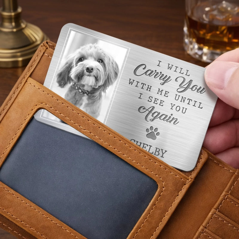 Custom Photo Aluminum Wallet Card - Personalized Pet Memorial Sympathy Gifts For Dogs, Cats - They Lived, They Loved, They Purred