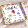 Custom Full-Print Jewelry Dish - Personalized Mother's Day Birthday Gifts For Mom, Grandma - Flowers, Love And Grandkids