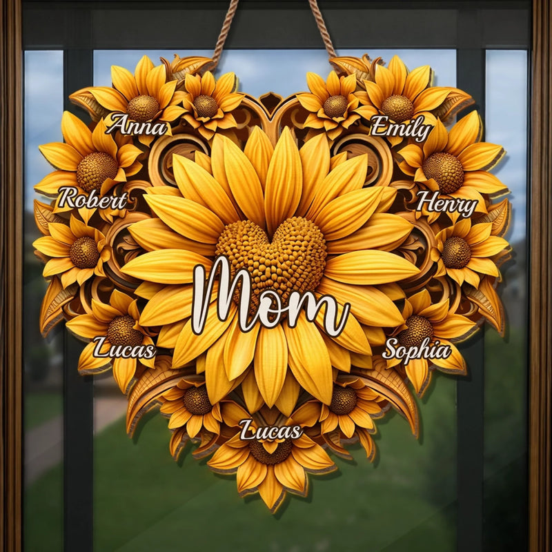 Custom Sunflower Wood Sign - Personalized Mother's Day Birthday Gifts For Mom, Grandma - All Roads Lead Back To Her