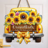 Custom Sunflower Wood Sign - Personalized Mother's Day Birthday Gifts For Mom, Grandma - Grandkids Make Every Trip Golden