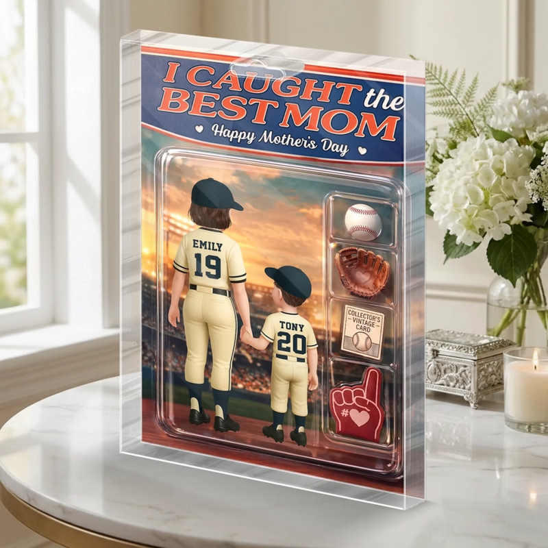 Custom Action Figure Acrylic Plaque - Personalized Mother's Day Birthday Gifts For Baseball Mom, Grandma - The GOAT Of Game Day