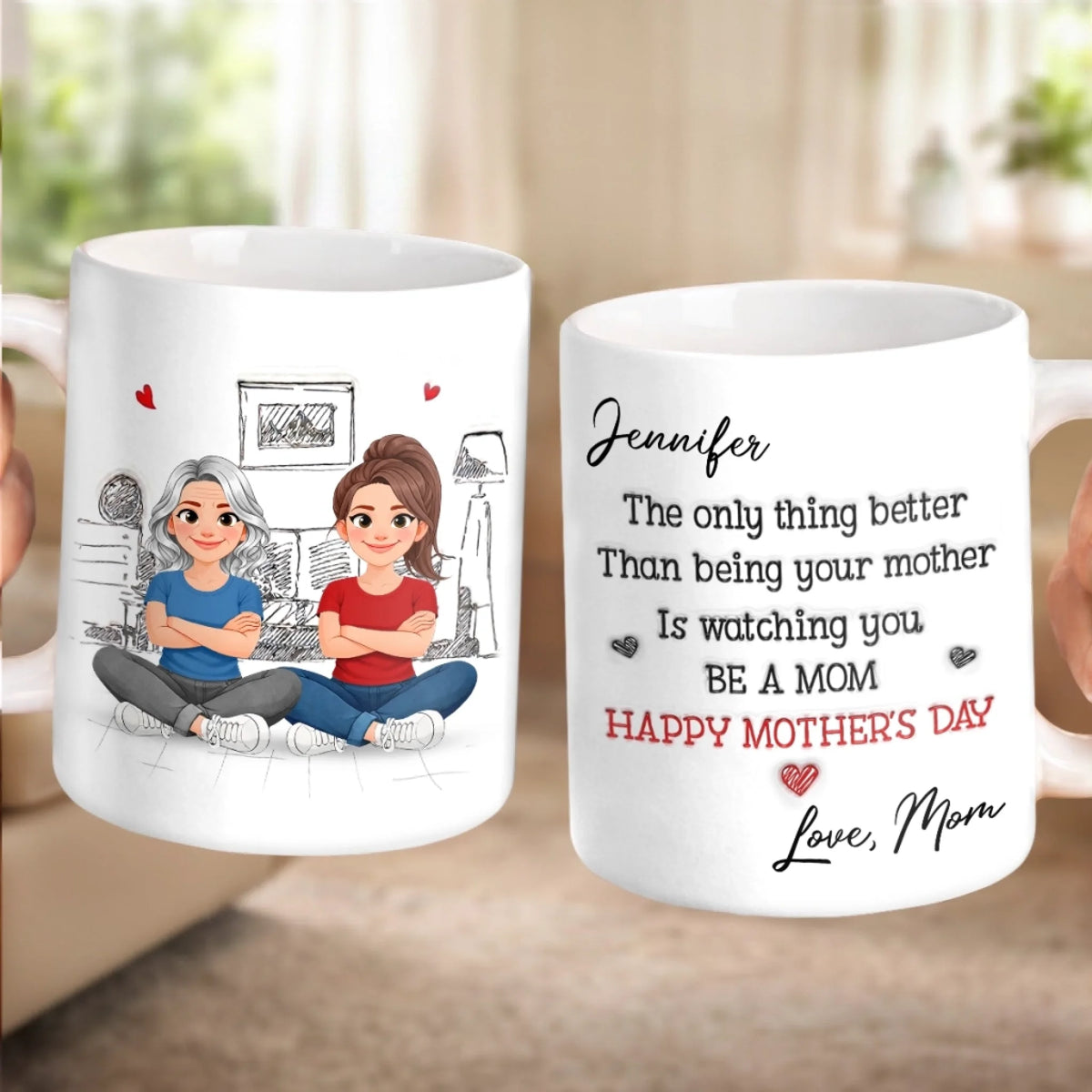 Custom Mug - Personalized Mother's Day Birthday Gifts For Mom, Daughter - A Bond That Only Grows