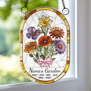Custom Sunflower Window Hanging Suncatcher Ornament - Personalized Mother's Day Birthday Gifts For Mom, Grandma - A Little Garden Of Big Love