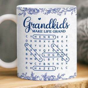 Custom Word Search Puzzle Mug - Personalized Mother's Day Birthday Gifts For Mom, Grandma - Love Hidden In Every Name