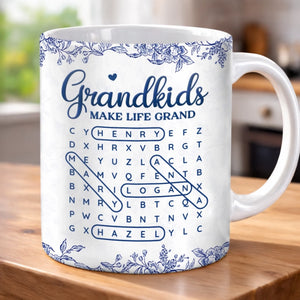 Custom Word Search Puzzle Mug - Personalized Mother's Day Birthday Gifts For Mom, Grandma - Love Hidden In Every Name