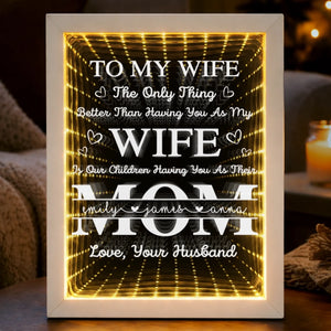 Custom Infinity Mirror Light Box - Personalized Mother's Day Anniversary Wedding Gifts For Husband And Wife, Him And Her - Loving You More Each Day