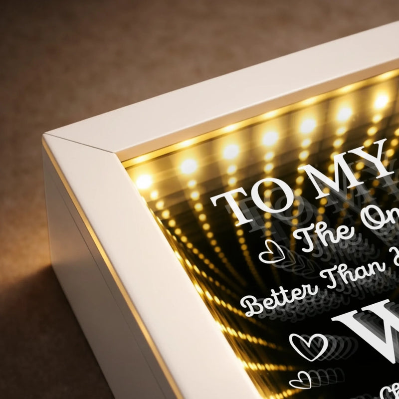 Custom Infinity Mirror Light Box - Personalized Mother's Day Anniversary Wedding Gifts For Husband And Wife, Him And Her - Loving You More Each Day