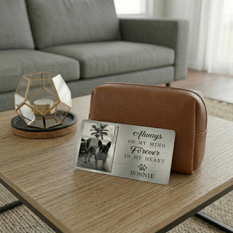 Custom Photo Aluminum Wallet Card - Personalized Pet Memorial Sympathy Gifts For Dogs, Cats - They Lived, They Loved, They Purred