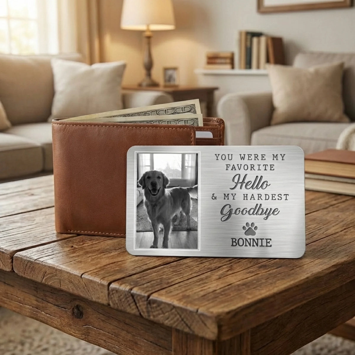 Custom Photo Aluminum Wallet Card - Personalized Pet Memorial Sympathy Gifts For Dogs, Cats - They Lived, They Loved, They Purred