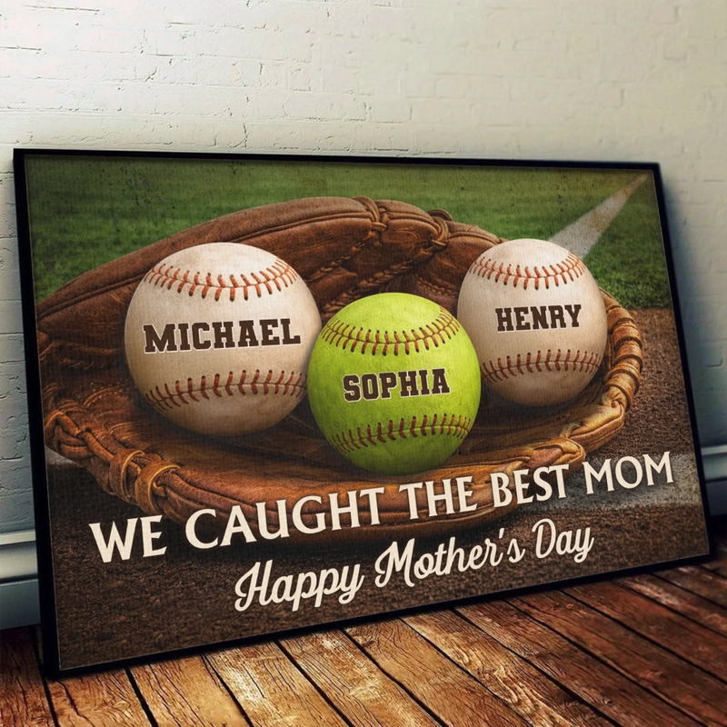 Custom Horizontal Poster - Personalized Mother's Day, Father's Day Gifts For Mom, Grandma, Dad, Grandpa - We Caught The Best One
