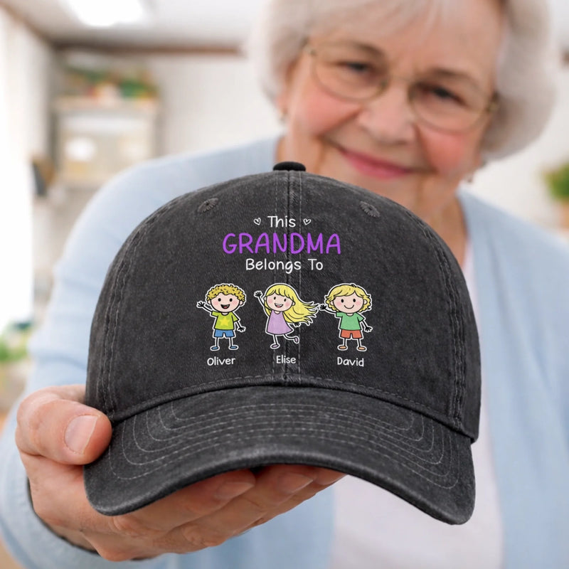 Custom Vintage Washed Denim Baseball Cap - Personalized Mother's Day Gifts For Mom, Grandma - Official Grandma Club