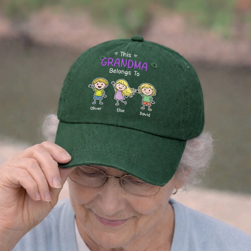 Custom Vintage Washed Denim Baseball Cap - Personalized Mother's Day Gifts For Mom, Grandma - Official Grandma Club