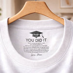 Custom Inside Neck Print T-Shirt - Personalized Graduation Gifts For Him, Her  - The Adventure Begins