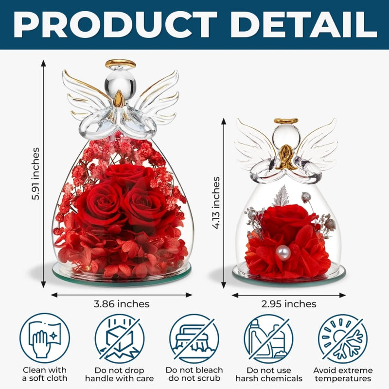 Custom Angel Glass Dome With Preserved Flowers - Personalized Mother's Day Birthday Gifts For Mom, Grandma - Grandma’s Love Blooms Forever