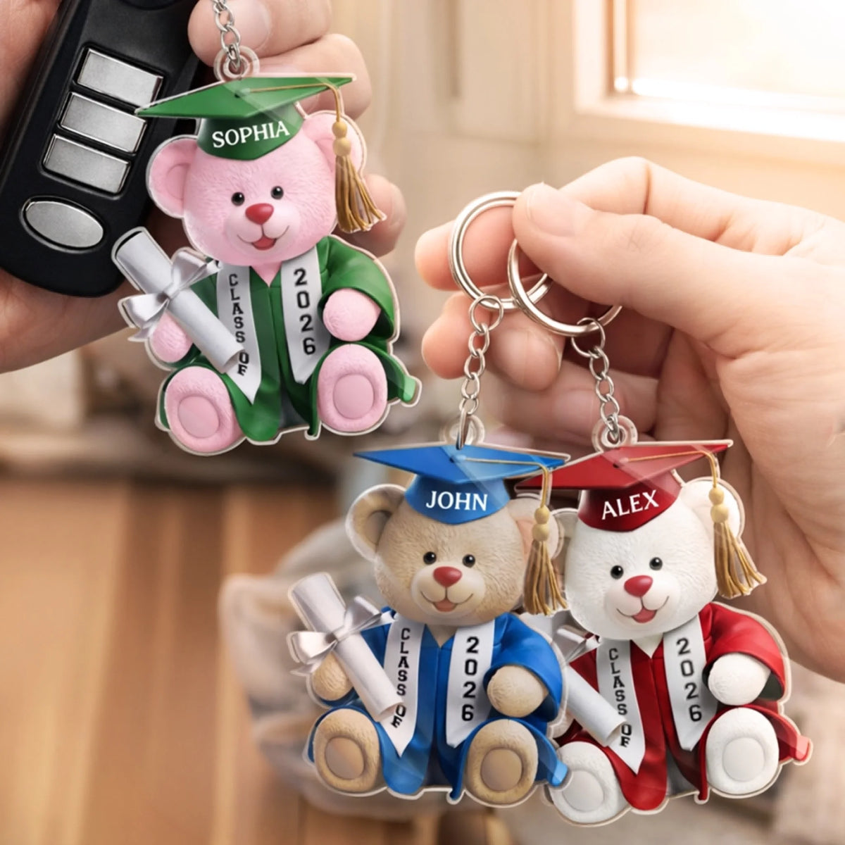 Custom Shaped Acrylic Keychain - Personalized Graduation Gifts For Him, Her - Pawsitively Proud Graduate